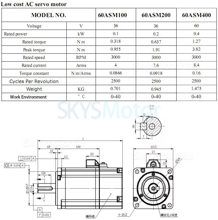400W AC Servomotor Kit MCAC806+60ASM400 60V 8,4A 1,27N.m 220V 3000U/min mit MCAC806 Servotreiber